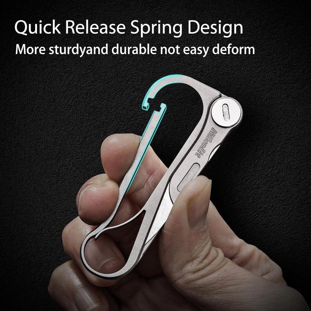Titanium Carabiner Clip, Multifunctional EDC Keychain with Grey
