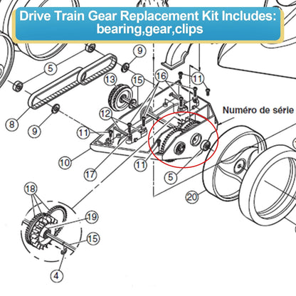 9-100-1132 Drive Train Gear Kit with Turbine Bearing for Polaris 360/380 Black