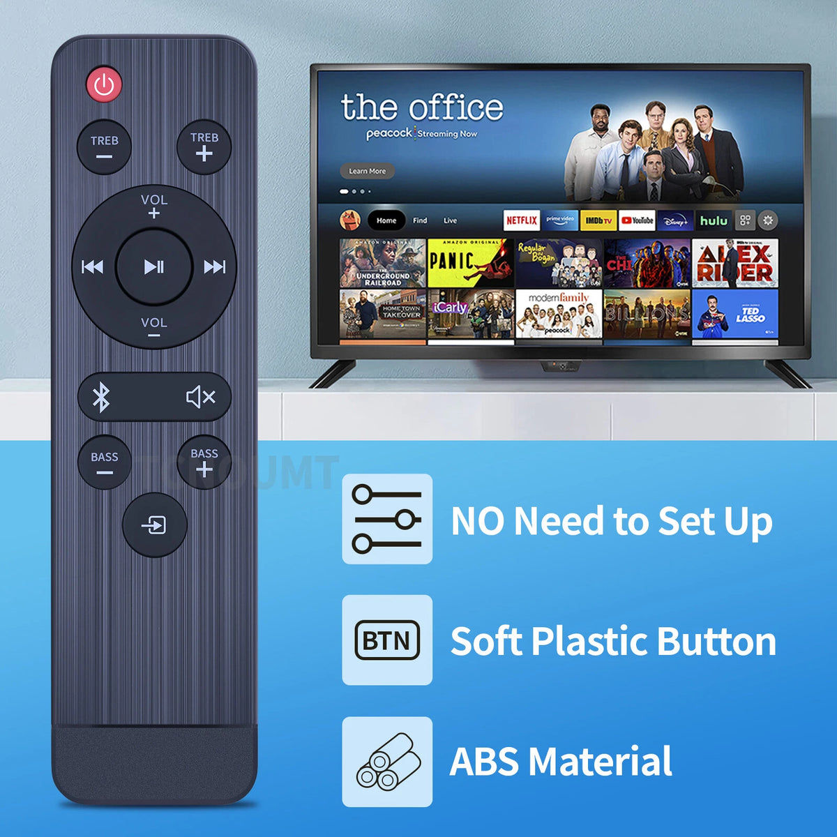100004118 Replacement Remote Control For ONN 32 Inch 2.1 Soundbar System