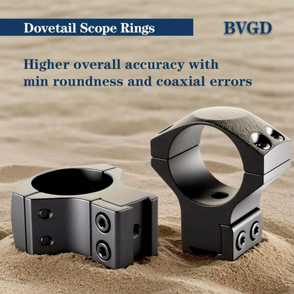 BVGD 30mm Dovetail Scope Rings, High Profile, Medium-1.26 inch Height, Black
