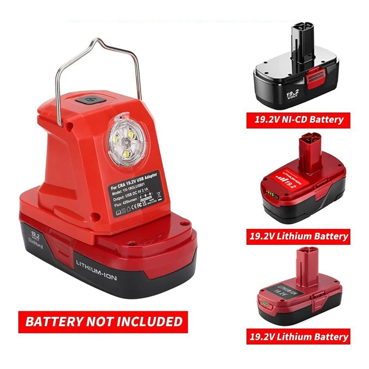 Ni-CD Battery Adapter Charger For Craftsman w/ 420LM LED Multi-Functional