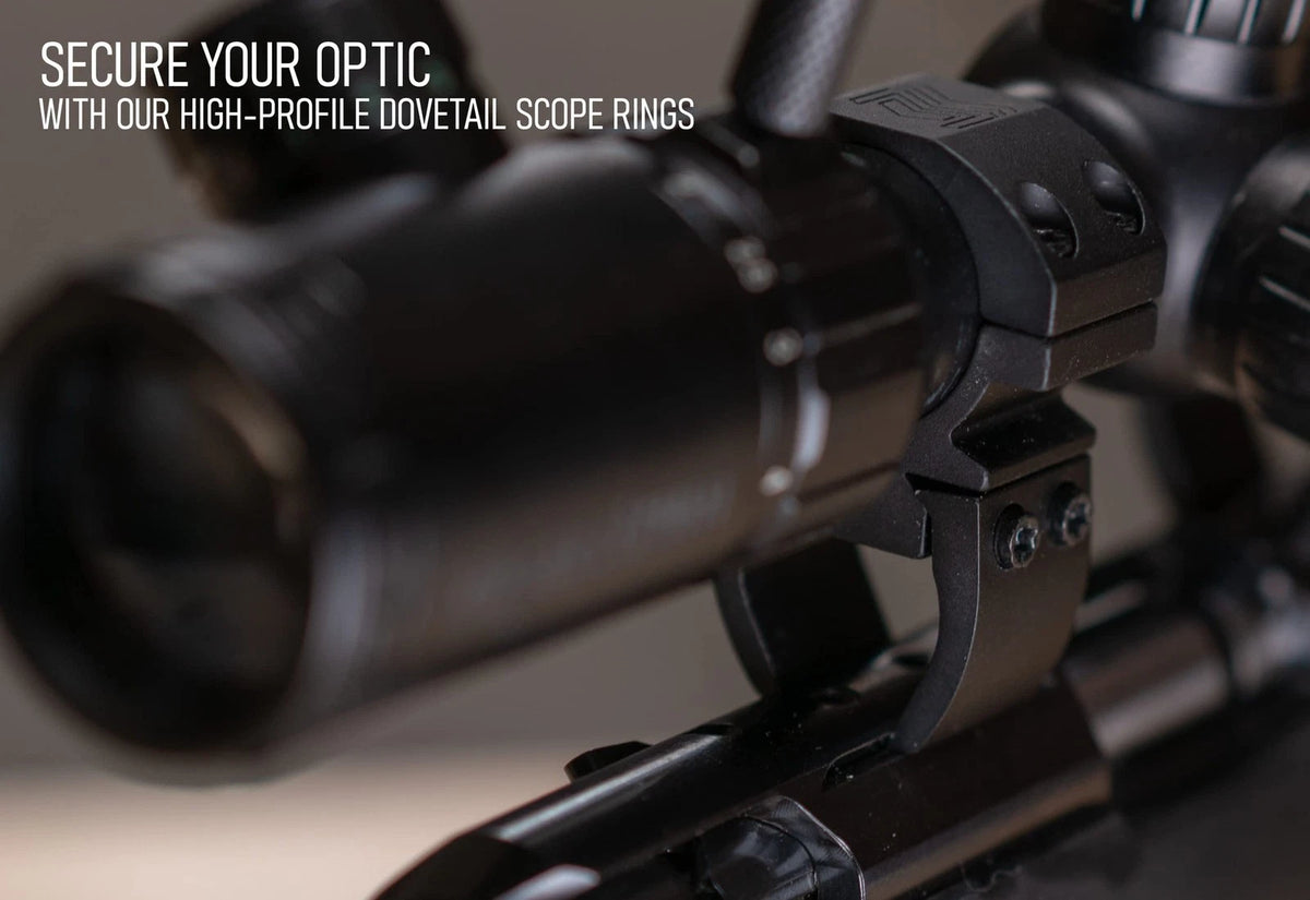 Monstrum Dovetail (11 mm / 3/8 inch) Scope Rings V2 | High Profile with Black