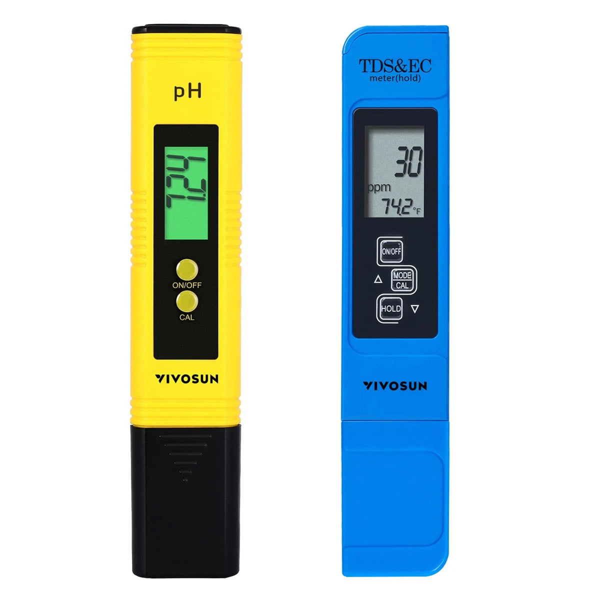 VIVOSUN Digital pH and TDS Meter Kits, 0.01pH High Kit, Yellow+Blue