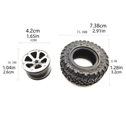 4x 73.8*32.4mm Rubber Wheel Tire Rim For WPL B16 B36 B-14 C14 1/16 RC Car Truck