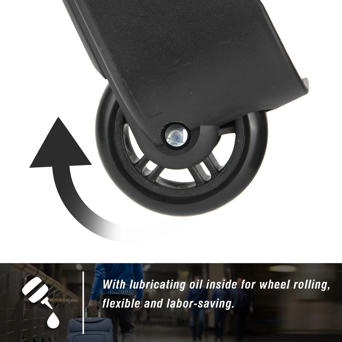 Zoofen Luggage Replacement Wheels 2 pcs Rear Suitcase Black