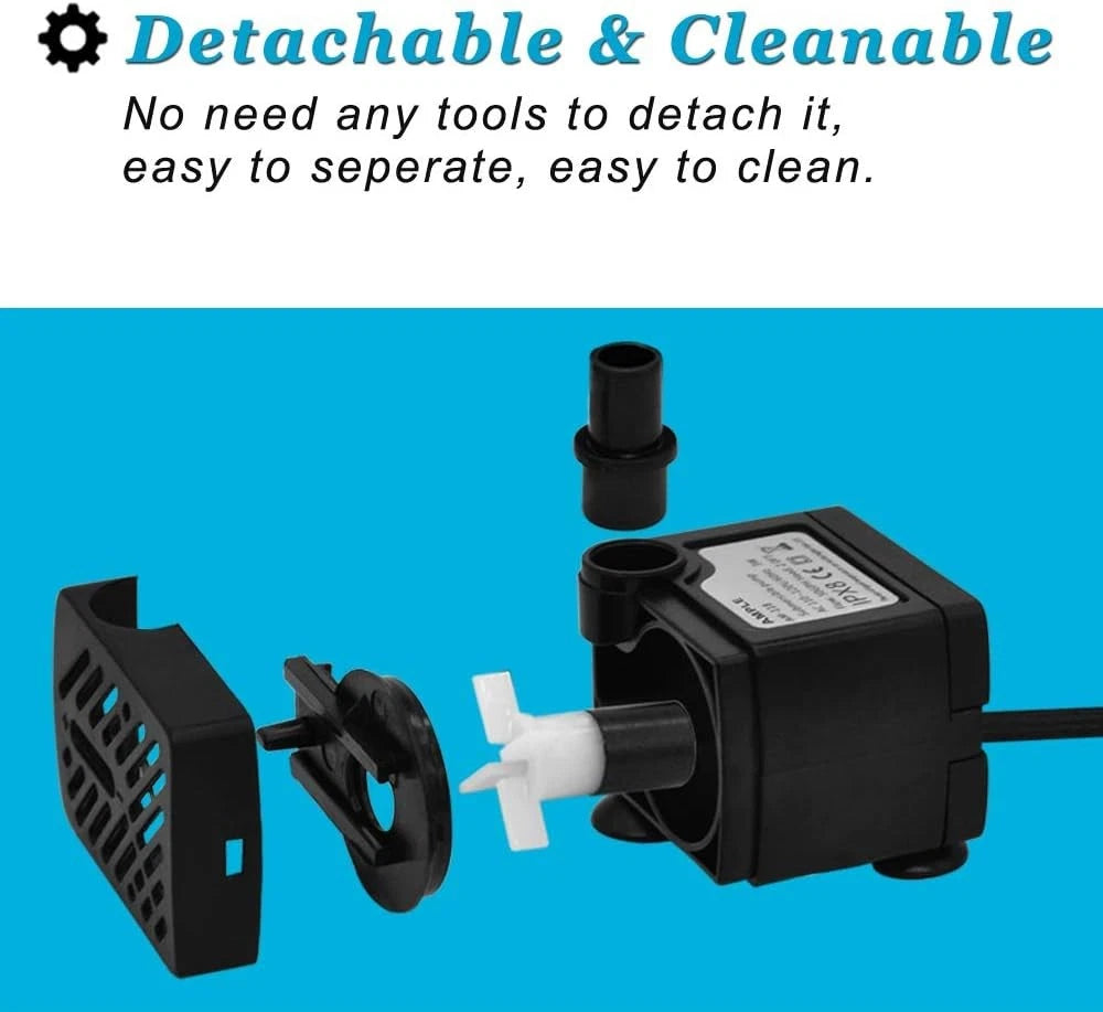 DOMICA 3W 50GPH Mini Submersible Water Pump, Small Fountain 50 GPH 3W, Black