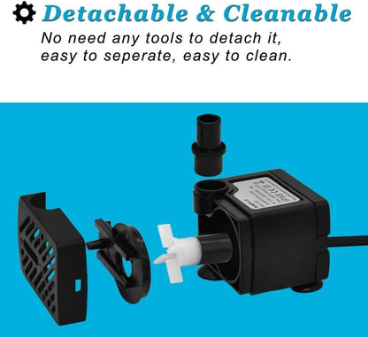 DOMICA 3W 50GPH Mini Submersible Water Pump, Small Fountain 50 GPH 3W, Black