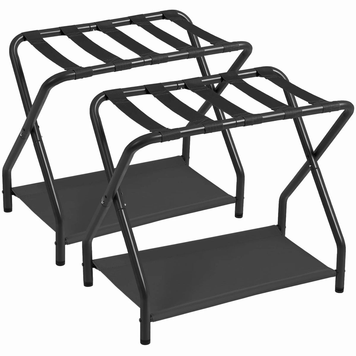 AMHANCIBLE Luggage Rack, Set of 2, Foldable Suitcase Stands Black