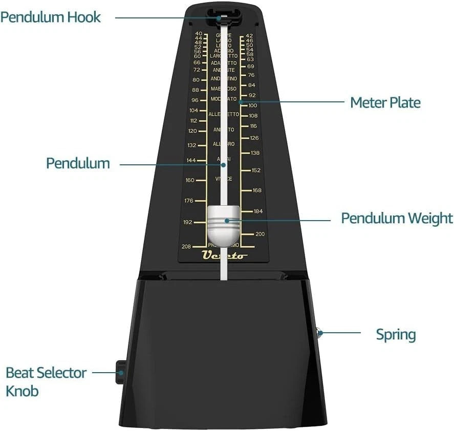 Ueteto Mechanical Metronome Black/Loud Sound Piano Drum Violin Guitar black