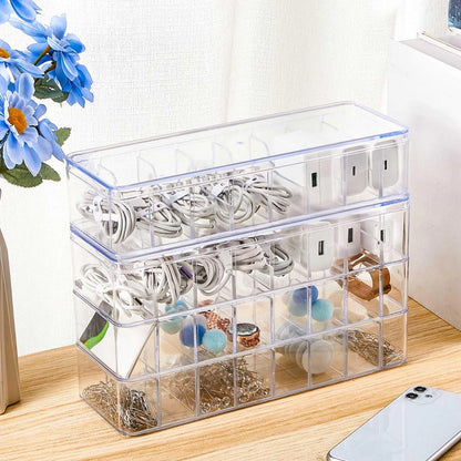 Tatuo 1 Pcs Cable Organizer Box with Wire 10.79'' X 3.78'' X 1.97'', Clear
