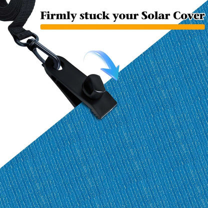 30Pcs Upgraded Pool Solar Cover Reel Straps 30 PCS, black