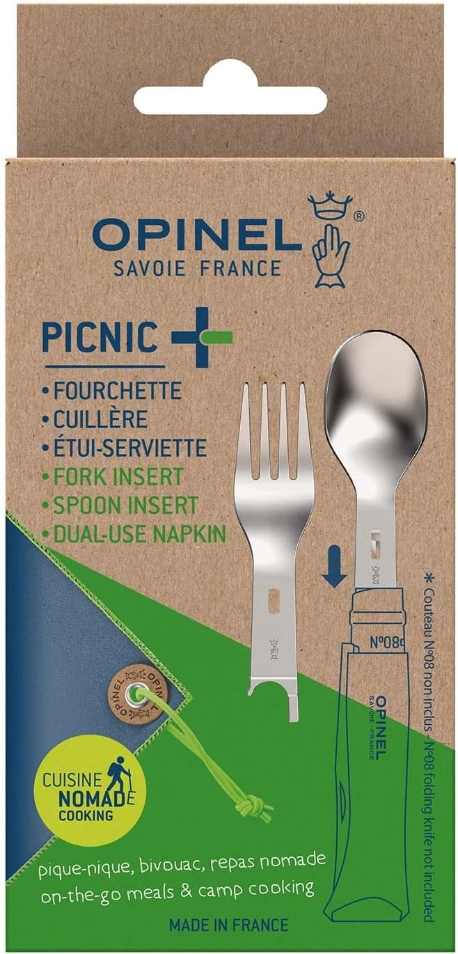 Opinel Picnic+ Cutlery Insert Set for No. 8 Folding Pocket Knives, Fork Brown