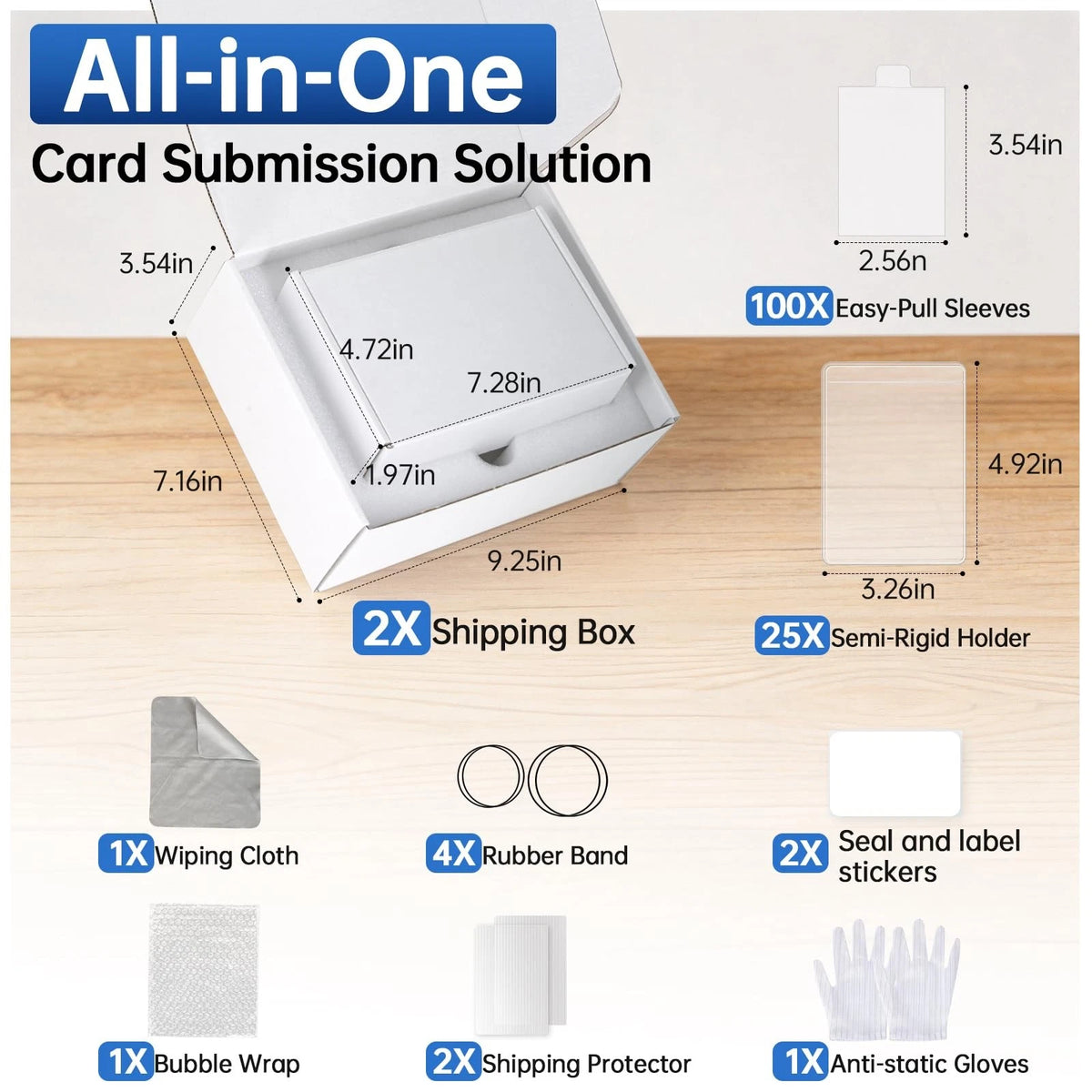 Card Grading Submission Kit for PSA, BGS, SGC, CGC, Shipping Box with White