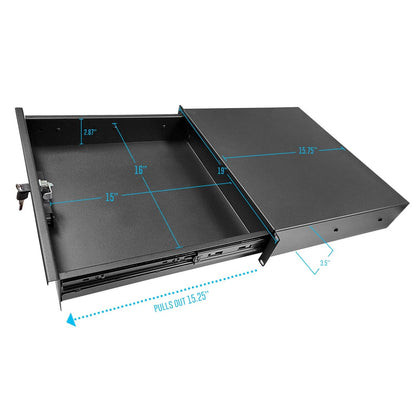 2U Locking Rack Drawer by AxcessAbles | 15" RACK DRAWER, DRAWER WITH LOCK