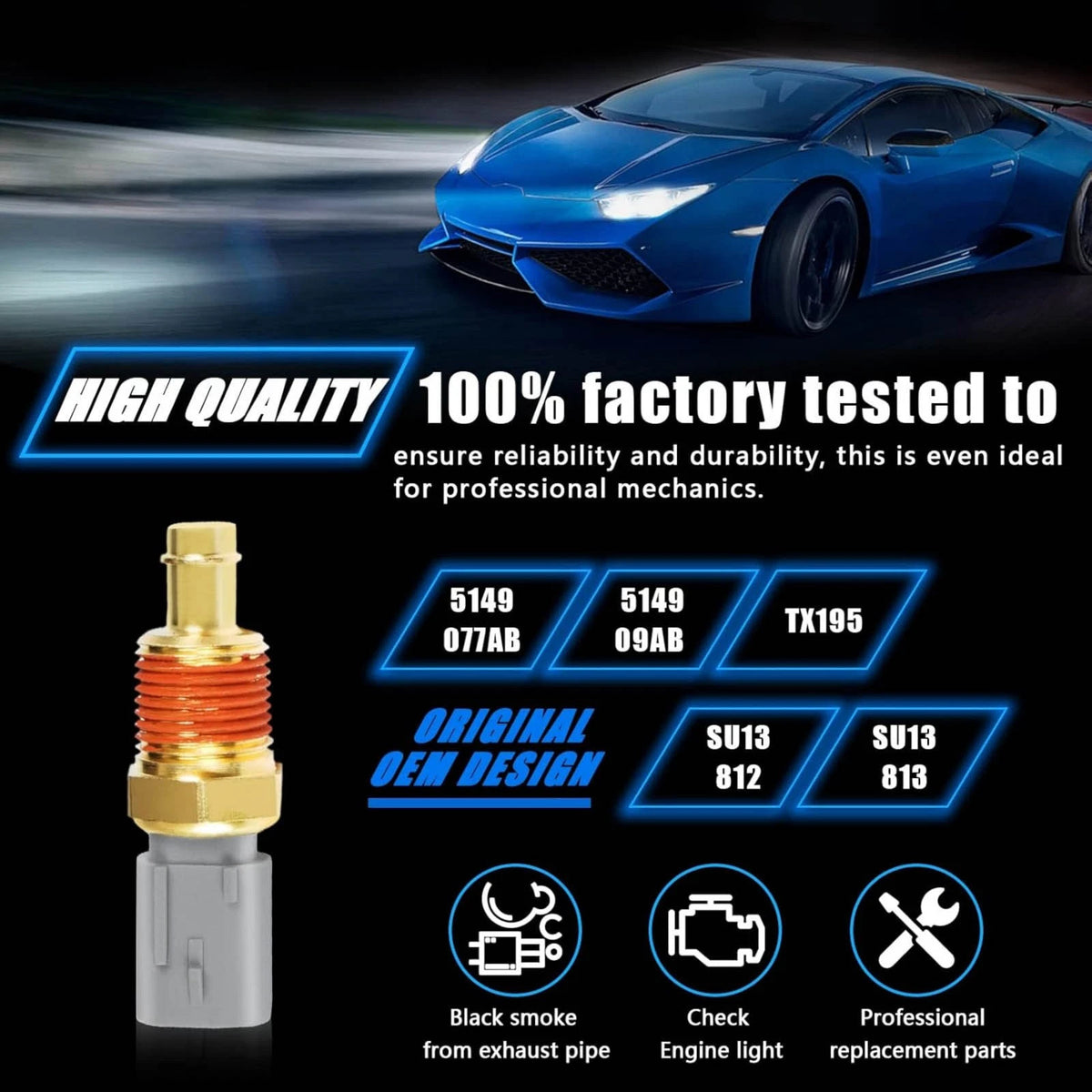 Durable 5149077AB Coolant Temp Sensor For RAM 1500 2011-2024 & Chrysler 200