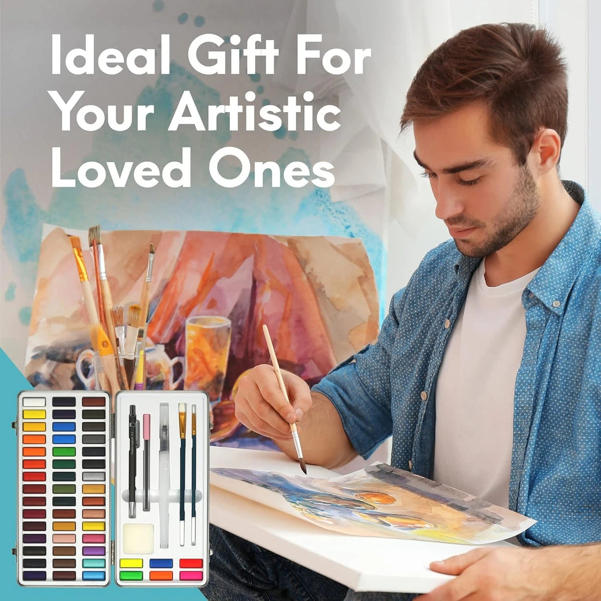 MozArt Supplies - Watercolor paint set 51 87 Piece Set, 51 Set
