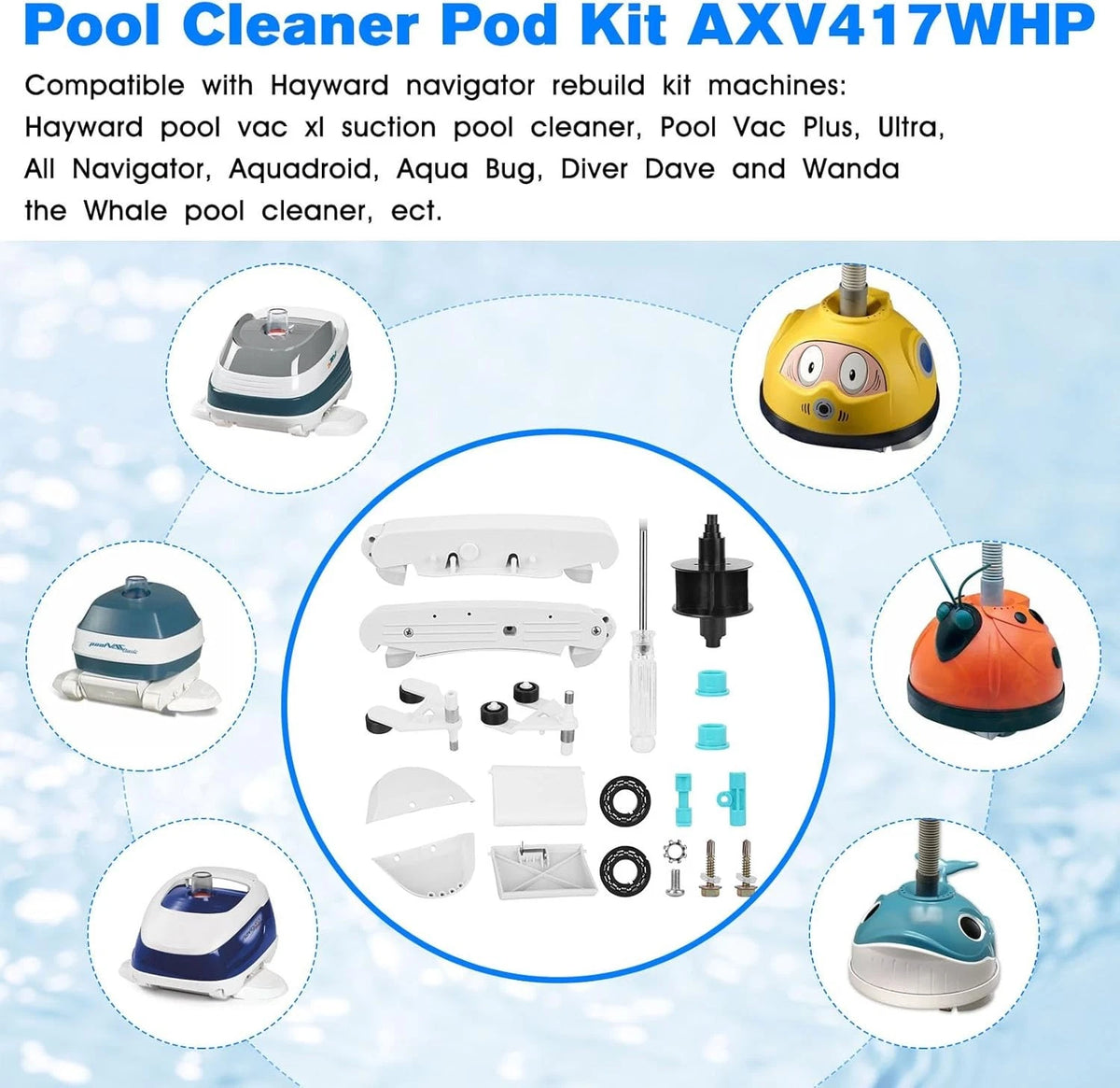 AXV417WHP Pool Cleaner Kit Replacement Hayward Vacuum Parts White