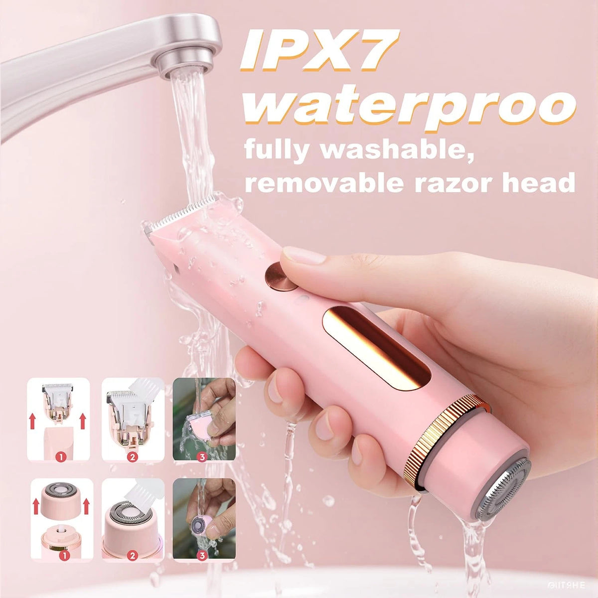 Bikini Trimmer for Women, Electric Razors Shaver with LCD Pink