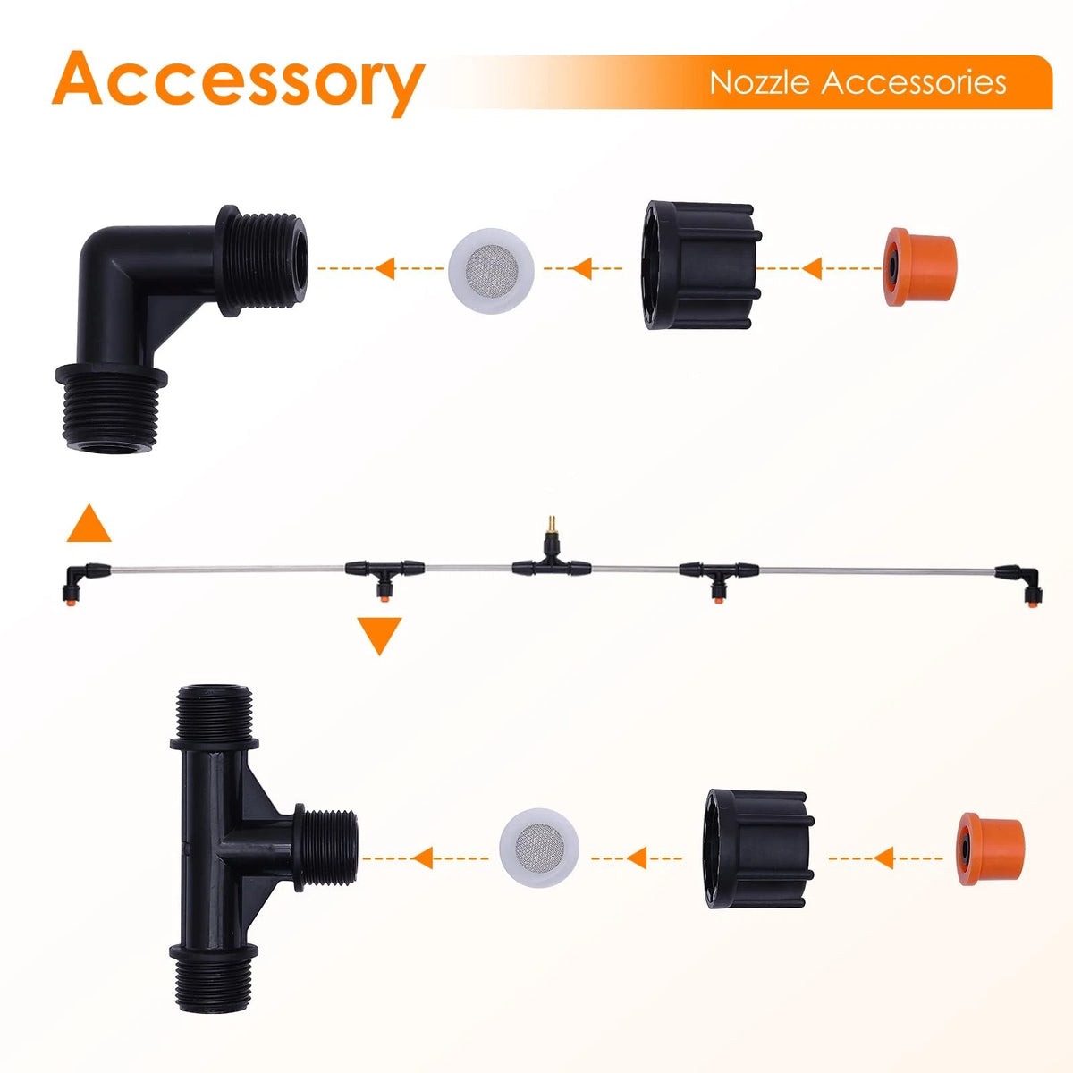 Metal Sprayer Boom Wand with 3 Flow Rate Nozzles Medium,