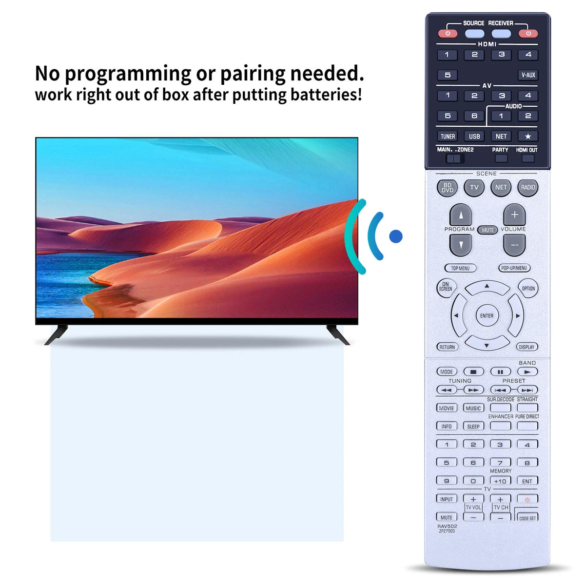 Remote Control For Yamaha AV Receiver RAV502 ZF27000 RX-V775 RXV775