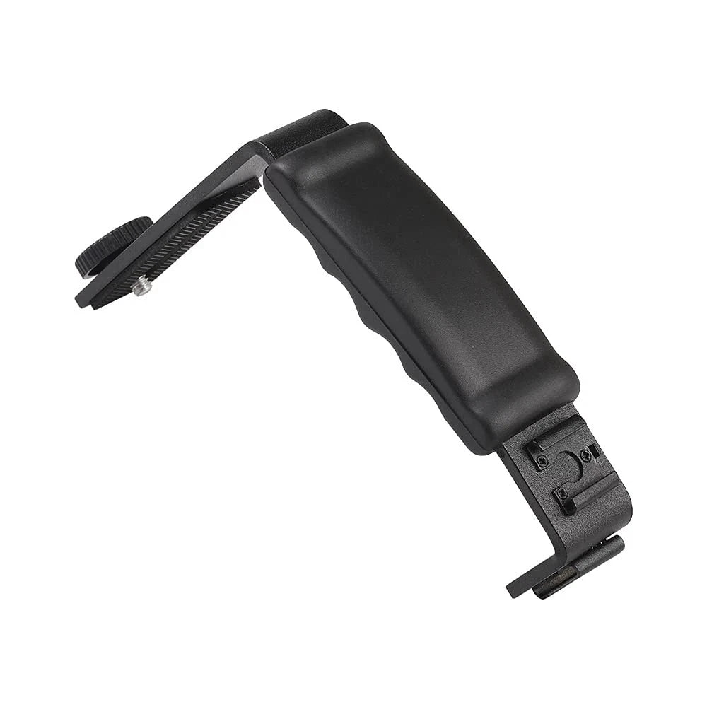 L-Shape Flash Bracket with Dual Cold Shoe Mount  Tripod Screw Black