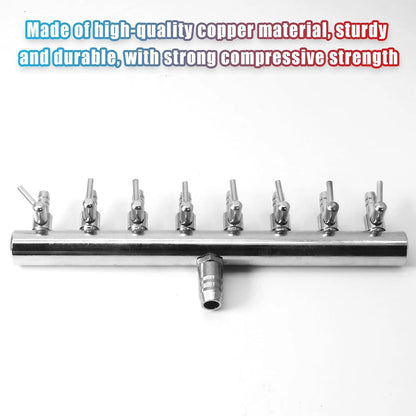 Aquarium Air Pump Valve, Line Splitter Metal Fish 8 Way, Silver