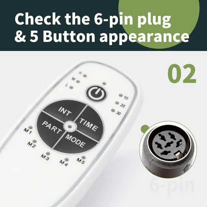 ALLCSM 6 Pin 5 Button Vibration Remote Controller for 5 Buttons 6 Pins, White
