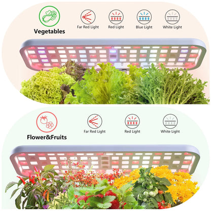 Indoor Herb Garden with Grow Light, Full Spectrum LED 16.5*6.5*4 inch, White