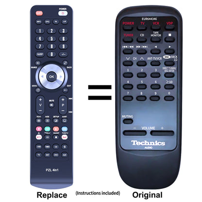 Replacement Remote Control EUR644346 For Technics Audio Receiver SA-EX110
