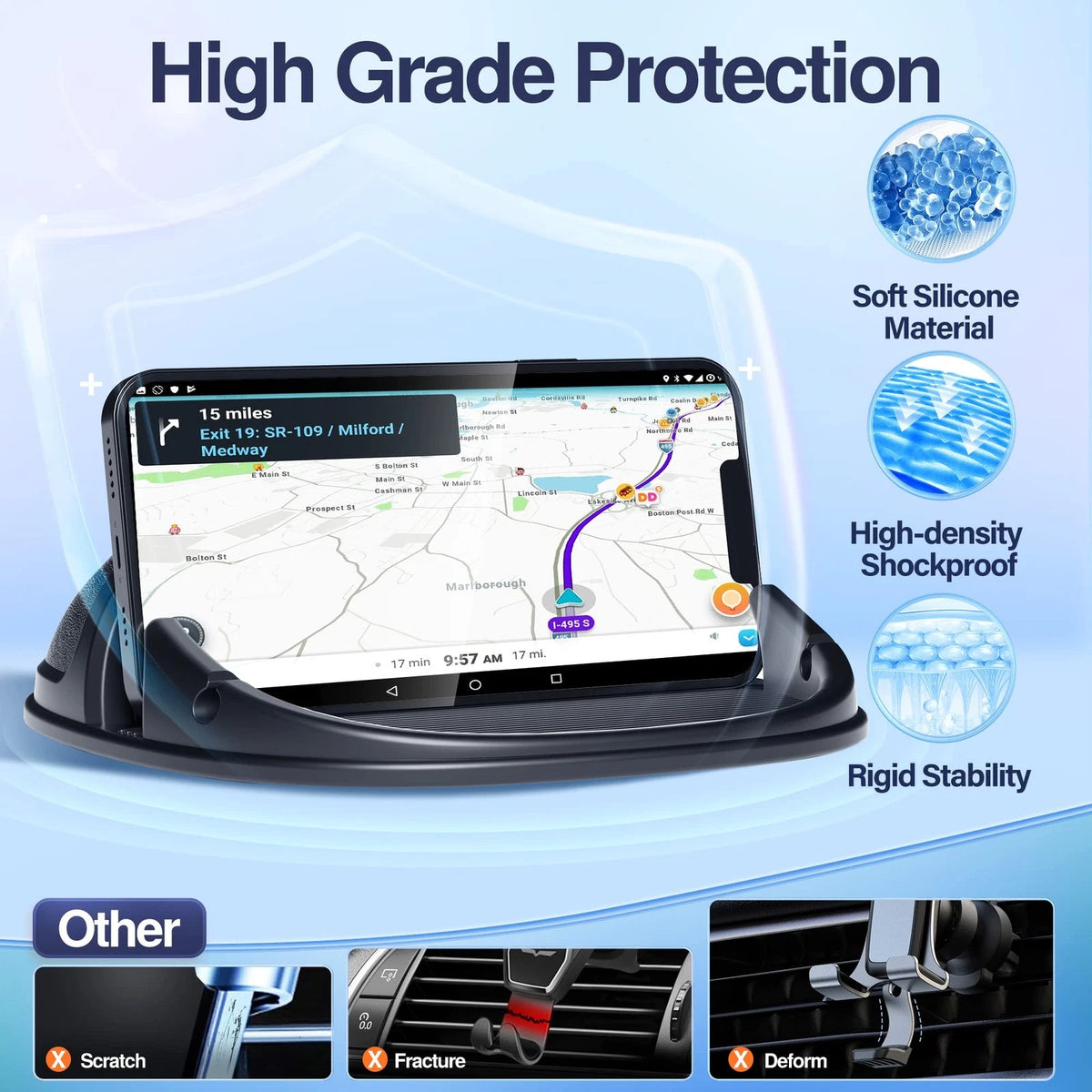 Loncaster Car Phone Holder, Mount Silicone Pad 1 Pack, Black