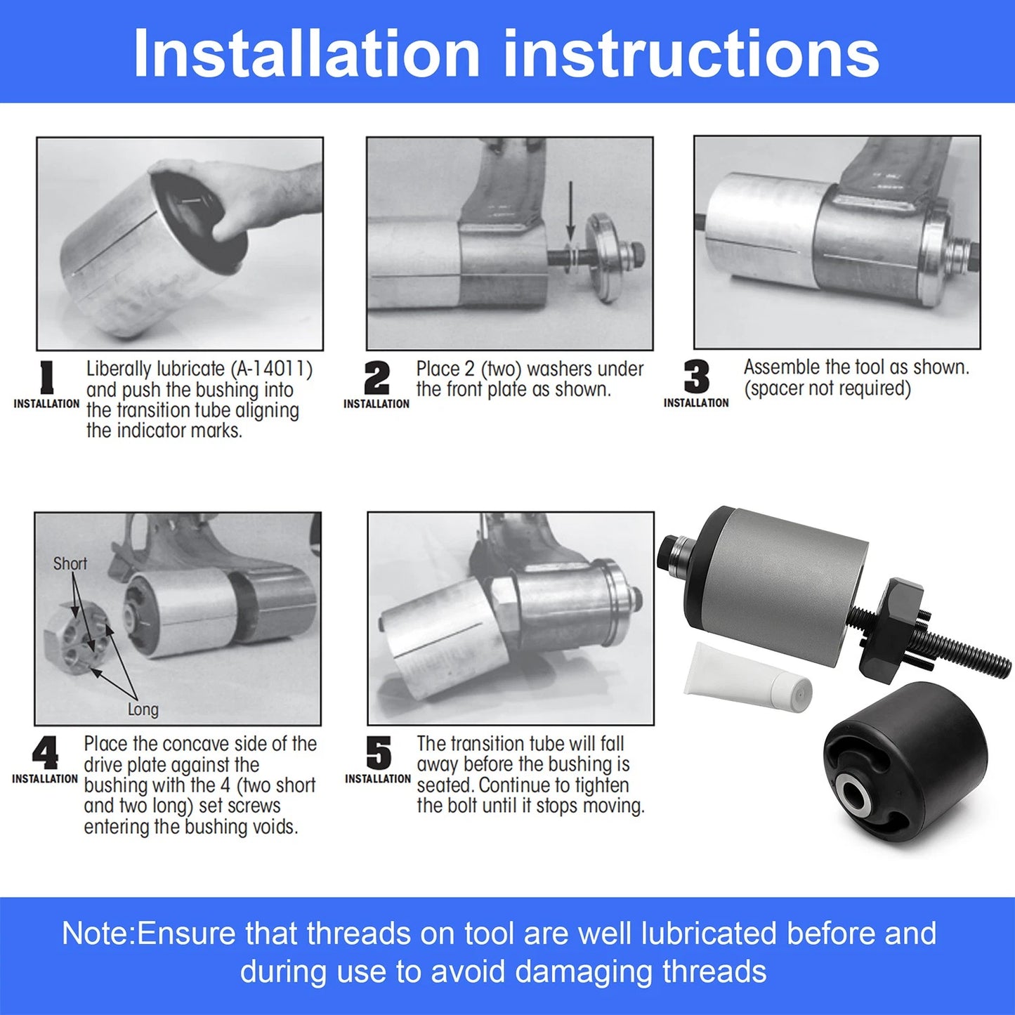 Bushing Installation Tool for Hendrickson Part # S21307, E9575, TRB5912-T