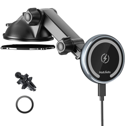 MAGJIEYX for MagSafe Car Mount Charger, Fast portable magsafe car mount, Gray