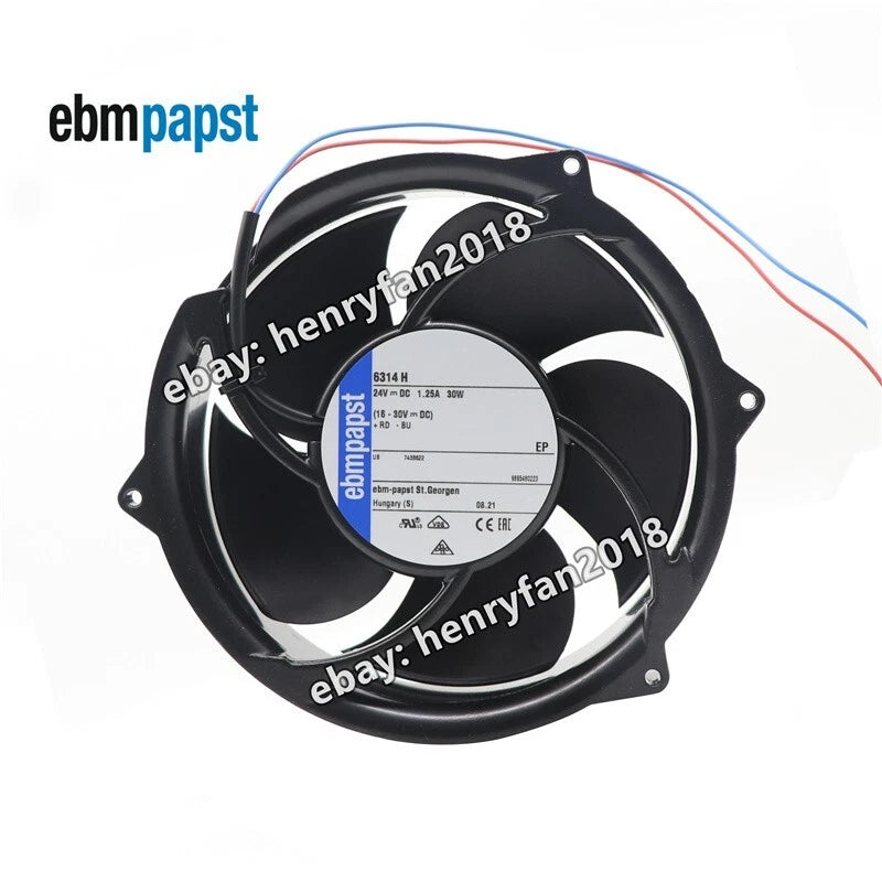Ebmpapst 6314H Axial Fan DC 24V 1.25A 30W  172*172*51mm 2-wires Ebm Cooling Fan