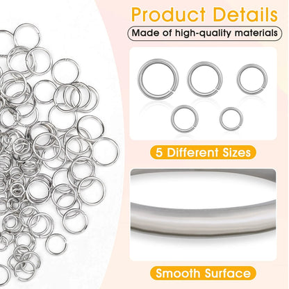 PAXCOO 4600Pcs Silver Jump Rings with Open/Close Tools for