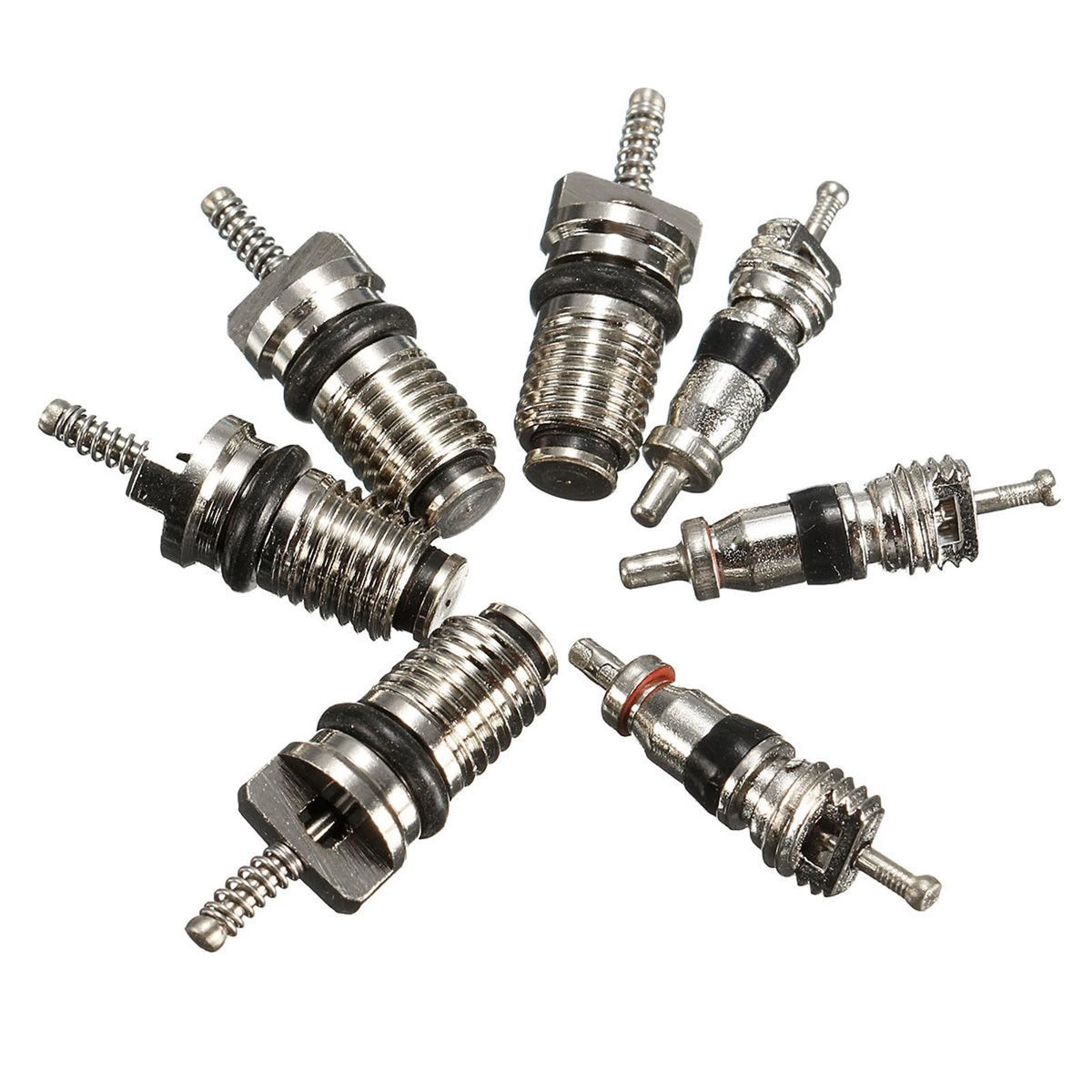 16PACK A/C Valve Core Kit AC System Cap & Valve Stem Cores Seal Remover Tool K