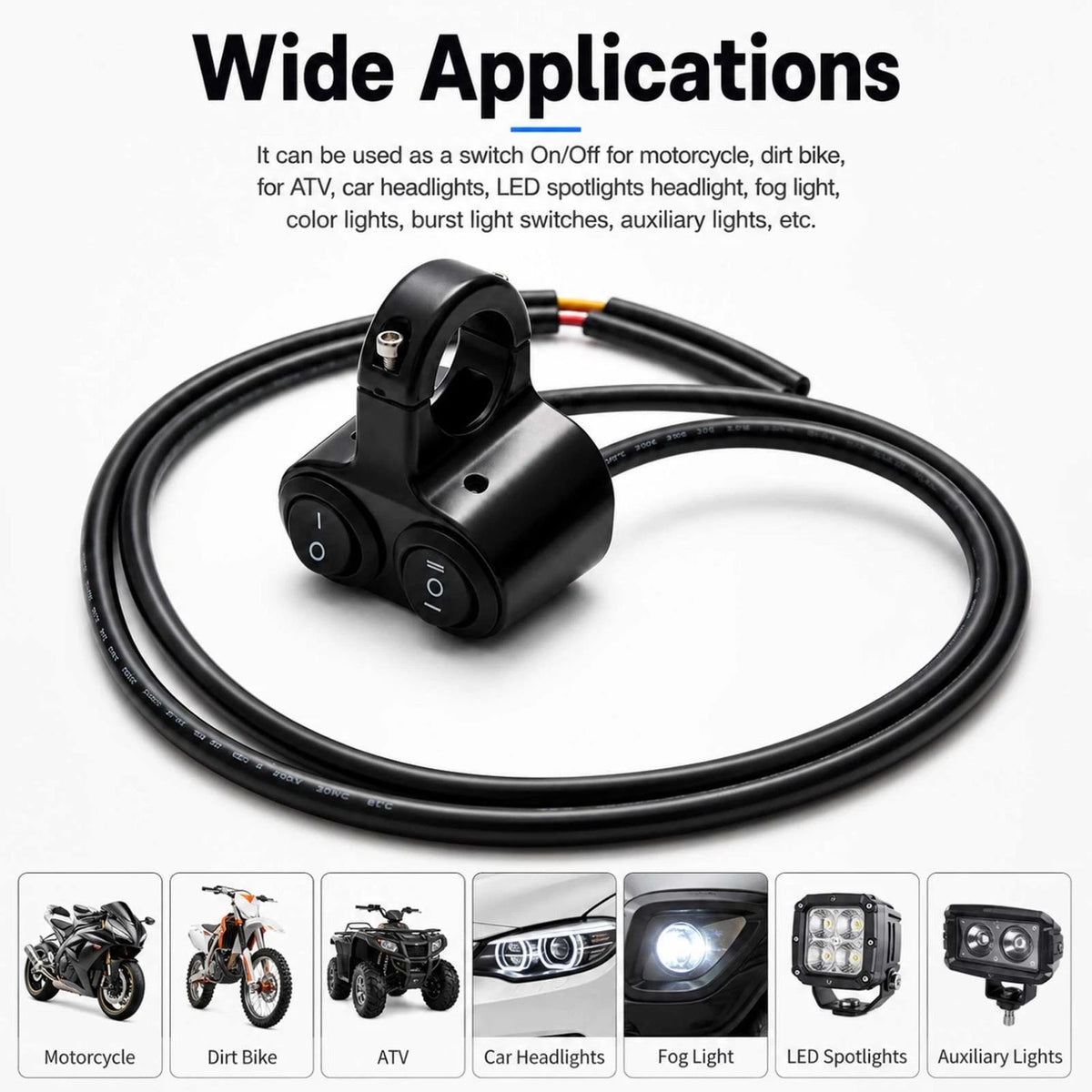Motorcycle Handlebar 7/8" Dual Button On Off Switch For Fog Spot Dirt Bike
