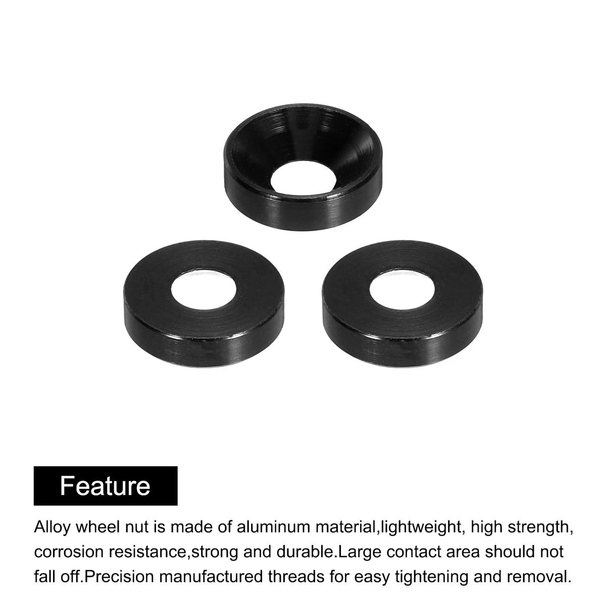 MECCANIXITY M4 Cone Cup Countersunk Washers,Hole Dia 0.39 inches, Black