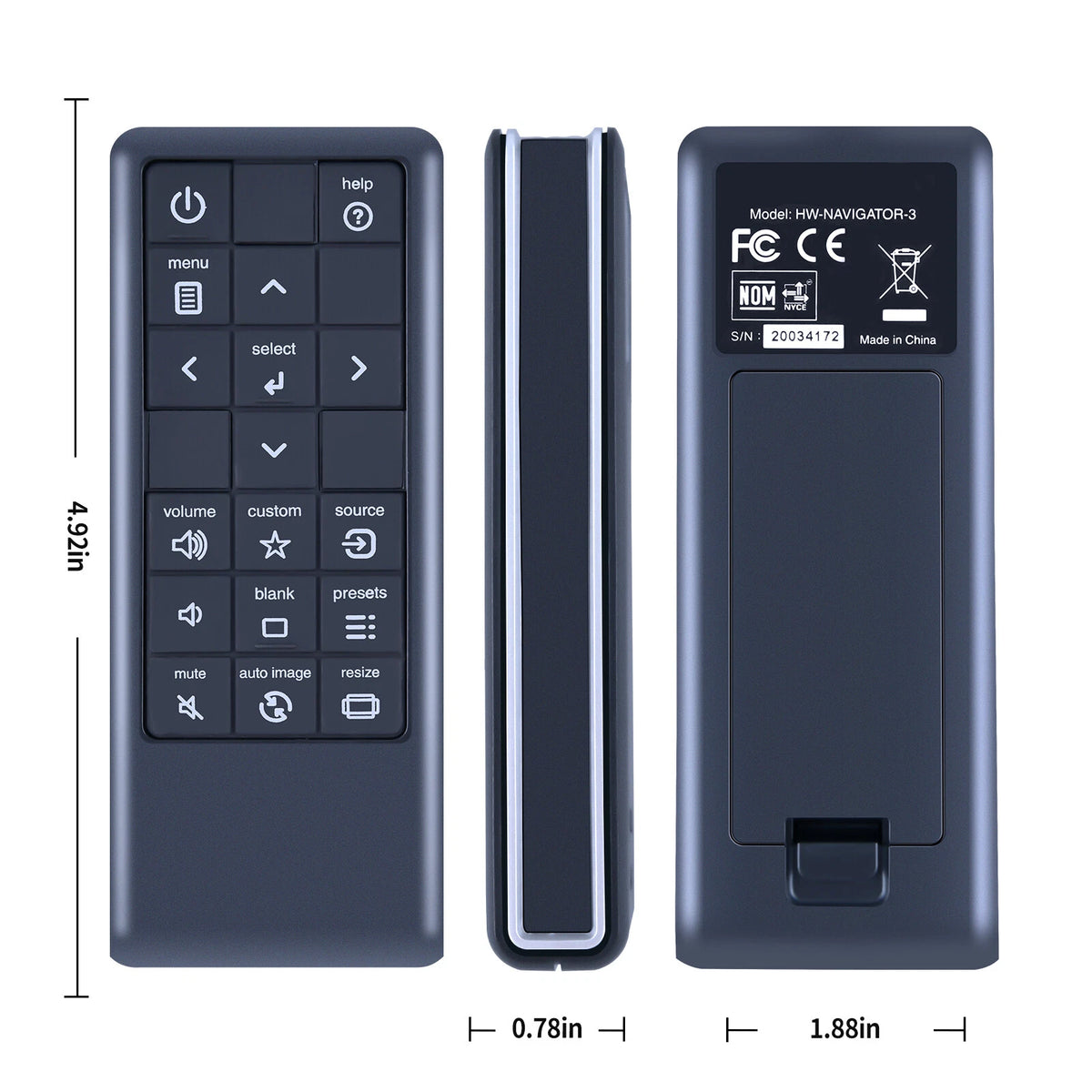 HW-NAVIGATOR-3 Remote Control For InFocus Projector IN112 IN114 W240 W260