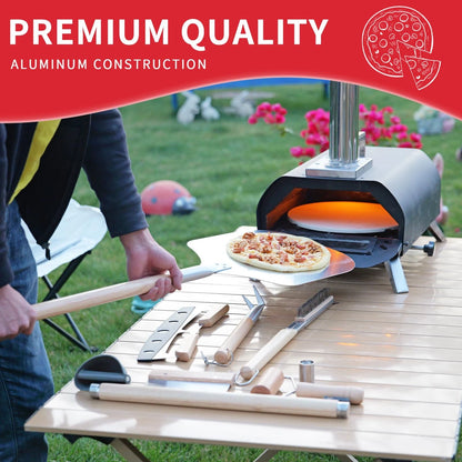 7PCS Pizza Oven Accessories Kit | Peel, Brush, 12, Stainless Steel
