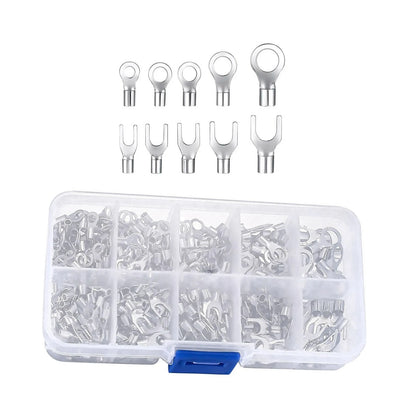 320Pcs Non Insulated Ring Fork Copper Crimp Sleeves 10 Sizes For Automotive Car