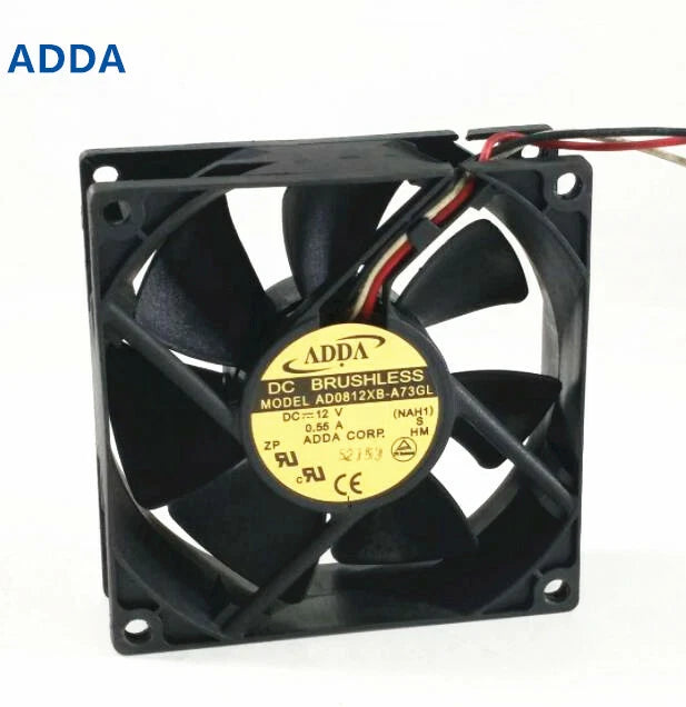 For ADDA AD0812XB-A73GL DC 12V 0.55A 3wire Ball 80*80*25mm CPU /Case cooling fan