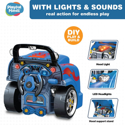 Playful Minds Interactive Large Truck Engine Toy for Kids – Large, Blue