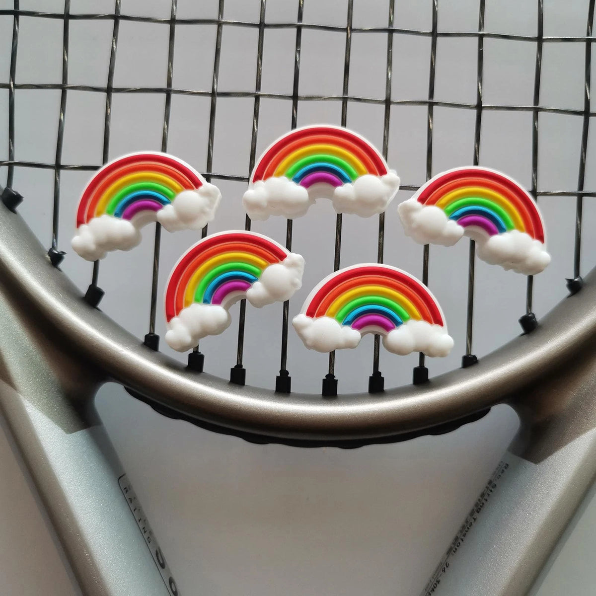 Tennis Dampener Cute/Funny 5 Pack Rainbow Racket 6