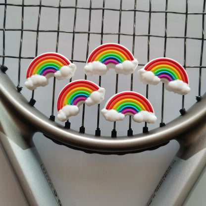 Tennis Dampener Cute/Funny 5 Pack Rainbow Racket 6