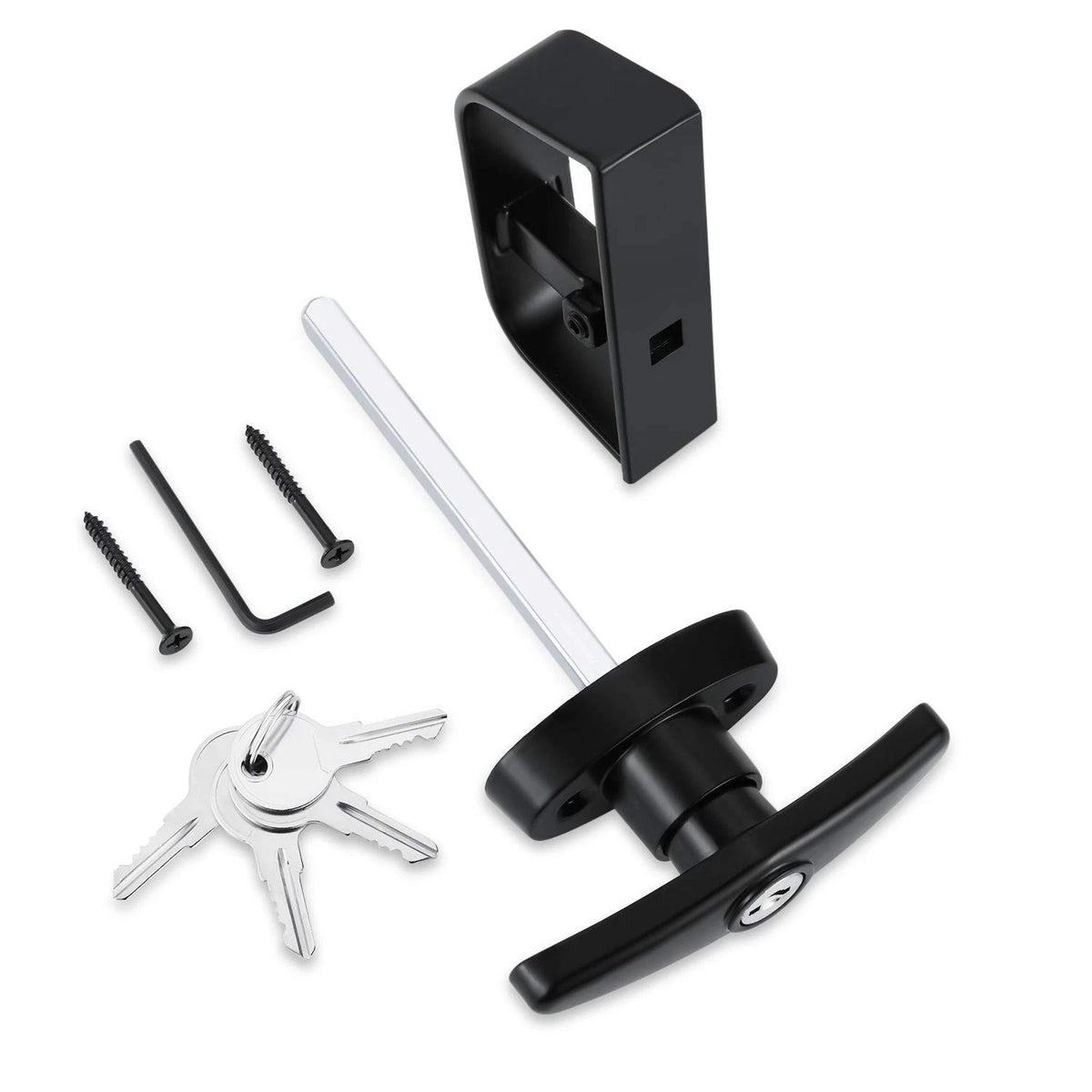 QANVEE Shed Door Latch T-Handle Lock Kit with 4 4-1/2 Inch Stem, Black