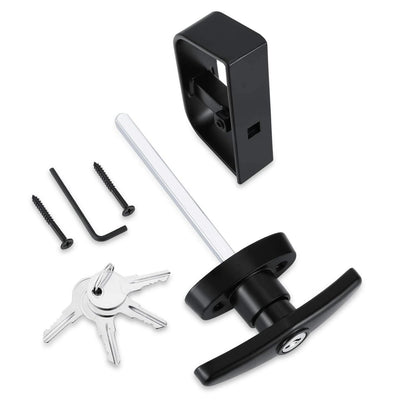 QANVEE Shed Door Latch T-Handle Lock Kit with 4 4-1/2 Inch Stem, Black