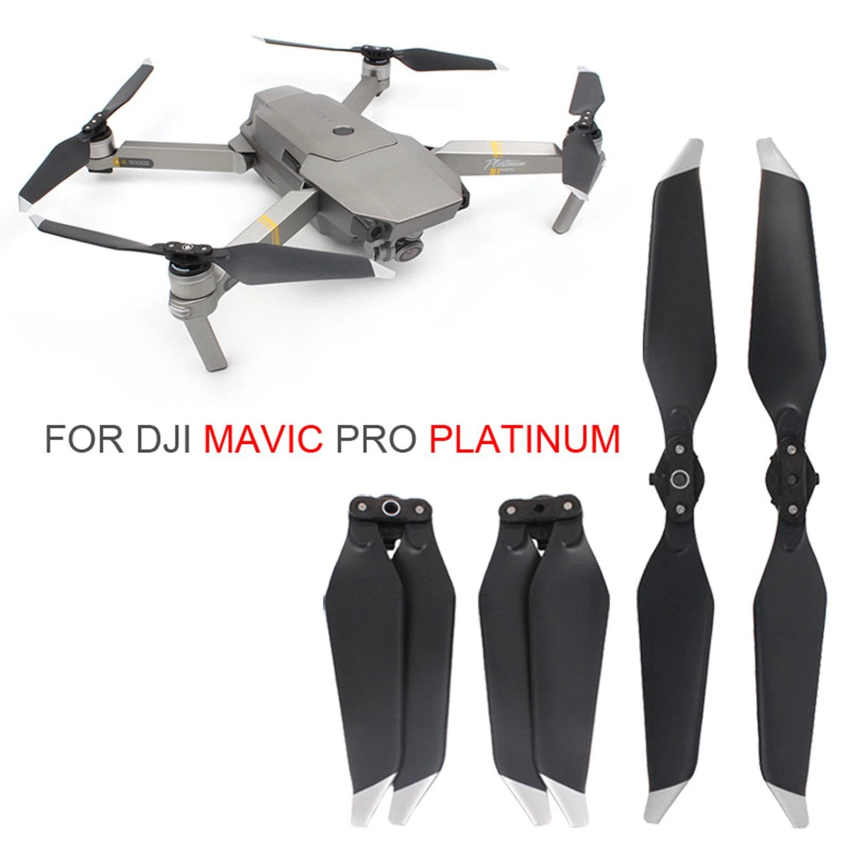 2Pair Silver/Platinum Propellers Replacement For DJI Mavic PRO Platinum Drone