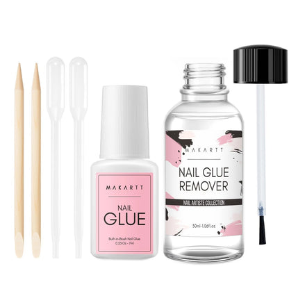 Makartt Nail Glue with 0.23 Fl Oz & 1.06 (Pack of 1 each), Clear