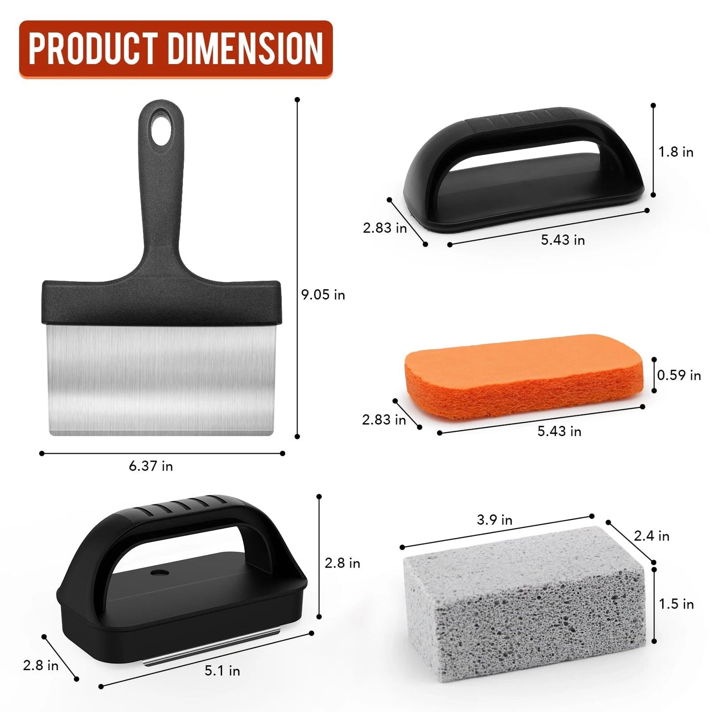 AWEASROY Griddle Cleaning Kit for Blackstone, Flat Top Grill Black