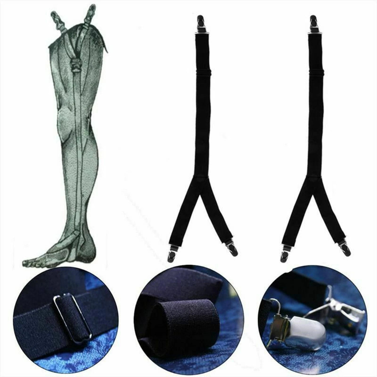 2 Pcs Best Mens Socks Garters Y Style Military Shirt Stays Elastic Adjustable C